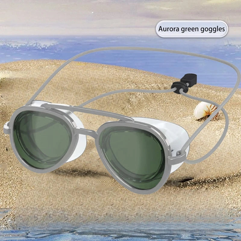 Full-View Anti-Fog Swim Goggles — Retro Pilot Panoramic Water-Sports Eyewear