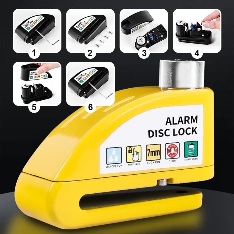 🏍️🔒 Motorcycle/Bicycle Disc Brake Lock with Alarm | Instant Security, Effective Deterrent 🚨