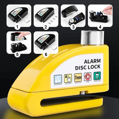 🏍️🔒 Motorcycle/Bicycle Disc Brake Lock with Alarm | Instant Security, Effective Deterrent 🚨