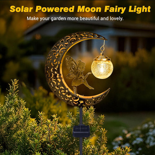 🌙✨ Charming Fairy Moon Solar Garden Stake Light
