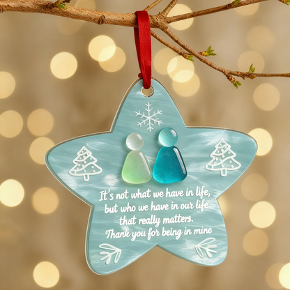 Star-Shaped Gratitude Sea Glass Ornament