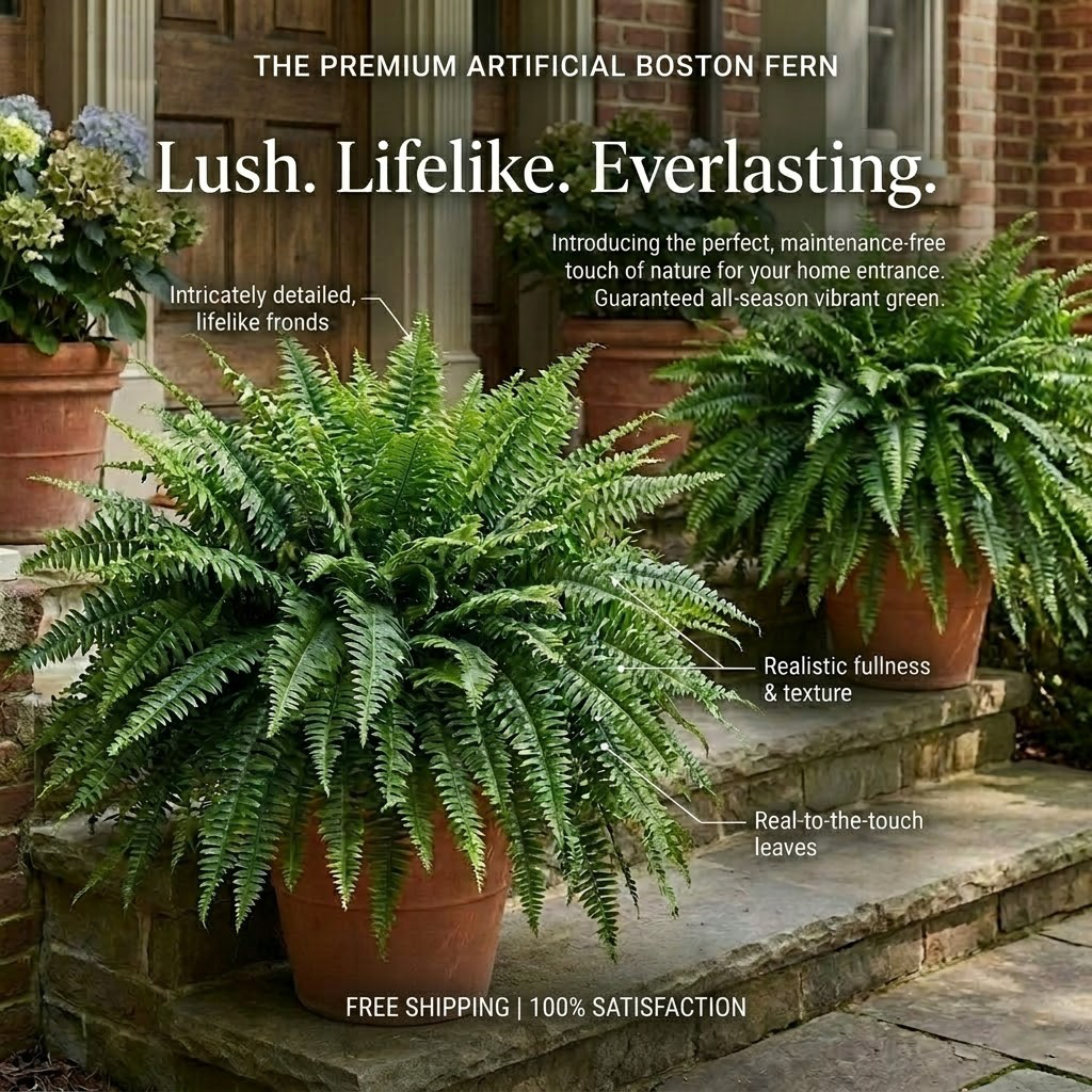 🔥 On Sale Only Today 🌱 UV Resistant Ferns Artificial Plants Large for Planters, Office & Home Decor, Outdoor & Indoor