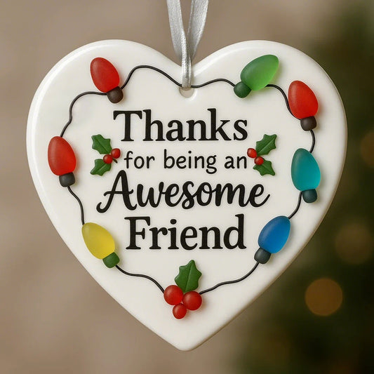 "Thanks for Being an Awesome Friend" Heart Sea Glass Ornament
