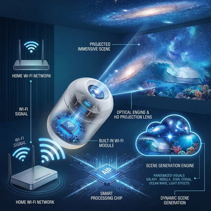 🌌HD Smart Dynamic 5D Holographic Night Light Projector