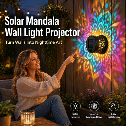 🌌Solar Mandala Wall Light | Outdoor Garden Fence Projector Lamp 🪐