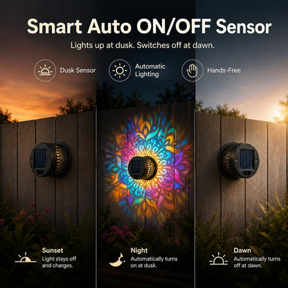 🌌Solar Mandala Wall Light | Outdoor Garden Fence Projector Lamp 🪐