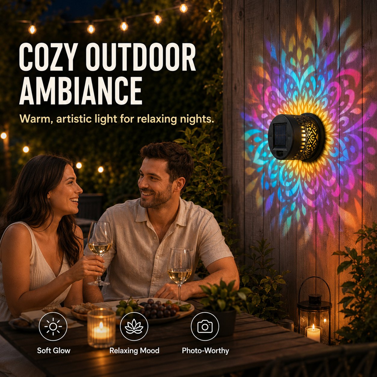 🌌Solar Mandala Wall Light | Outdoor Garden Fence Projector Lamp 🪐
