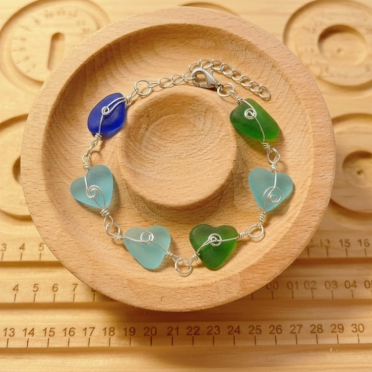 🌊 Aliento del Océano | Pulsera de Vidrio Marino Artesanal ✨