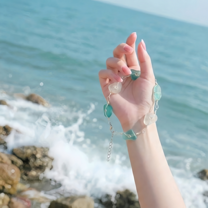 🌊 Aliento del Océano | Pulsera de Vidrio Marino Artesanal ✨