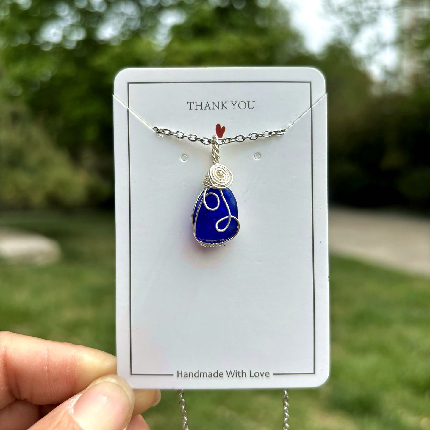 💎Joyería de vidrio marino genuino: collar costero hecho a mano con alambre envuelto🤲