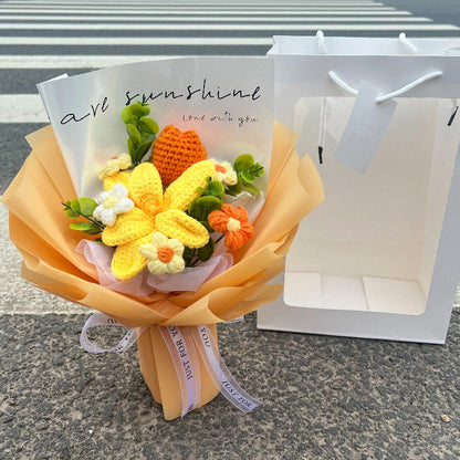 Mother's Day Gift🌺Everlasting Love: Handcrafted Crochet Lily & Rose Bouquet