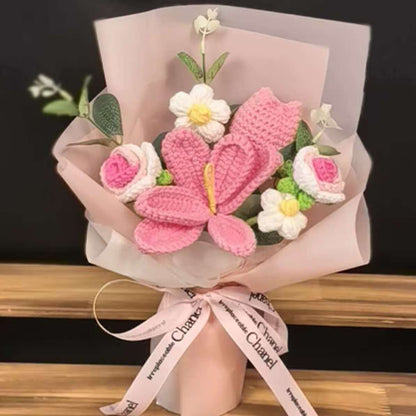 Mother's Day Gift🌺Everlasting Love: Handcrafted Crochet Lily & Rose Bouquet