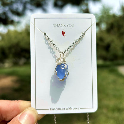 💎Joyería de vidrio marino genuino: collar costero hecho a mano con alambre envuelto🤲