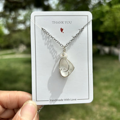 💎Joyería de vidrio marino genuino: collar costero hecho a mano con alambre envuelto🤲