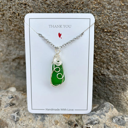 💎Joyería de vidrio marino genuino: collar costero hecho a mano con alambre envuelto🤲