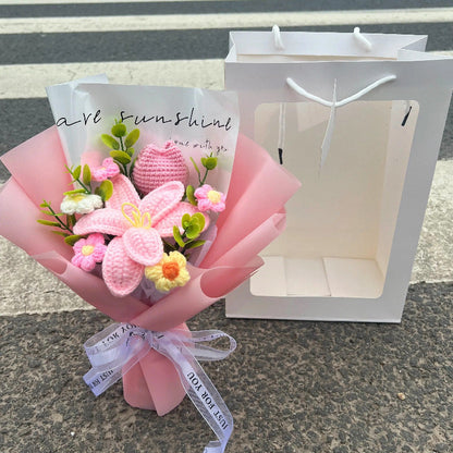 Mother's Day Gift🌺Everlasting Love: Handcrafted Crochet Lily & Rose Bouquet