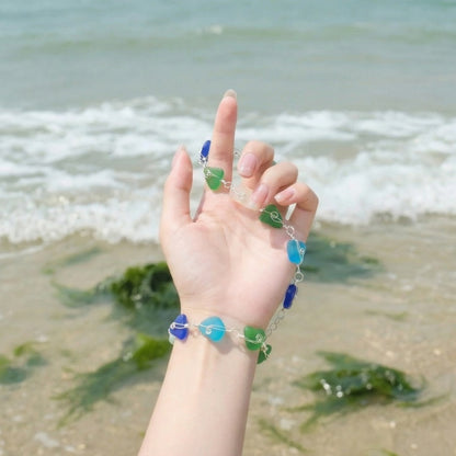 🌊 Aliento del Océano | Pulsera de Vidrio Marino Artesanal ✨