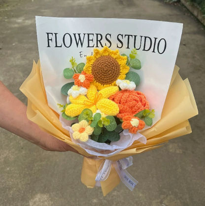 Mother's Day Gift🌺Everlasting Love: Handcrafted Crochet Lily & Rose Bouquet