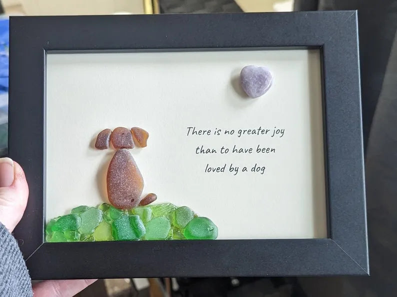 🥰Arte de vidrio marino con guijarros para perros, regalo único para amantes de los perros