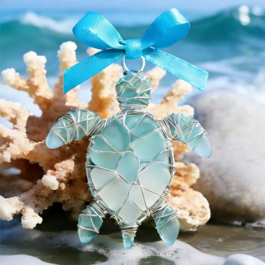 🌊Handmade Sea Glass Ocean Animal Ornament✨