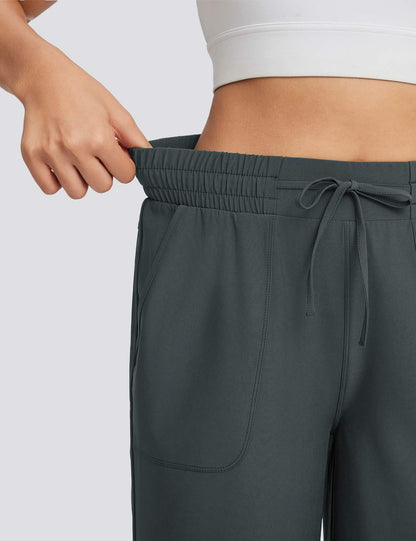 Women's High Waisted Wide Leg Capris with Pockets | UPF 50+ Quick Dry Yoga Pants