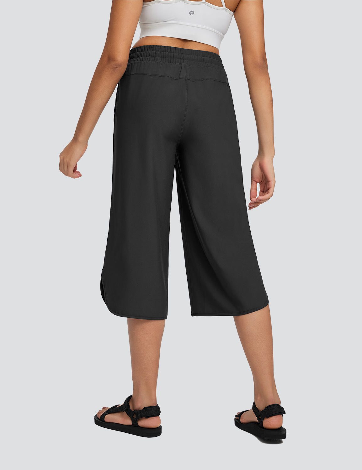 Women's High Waisted Wide Leg Capris with Pockets | UPF 50+ Quick Dry Yoga Pants