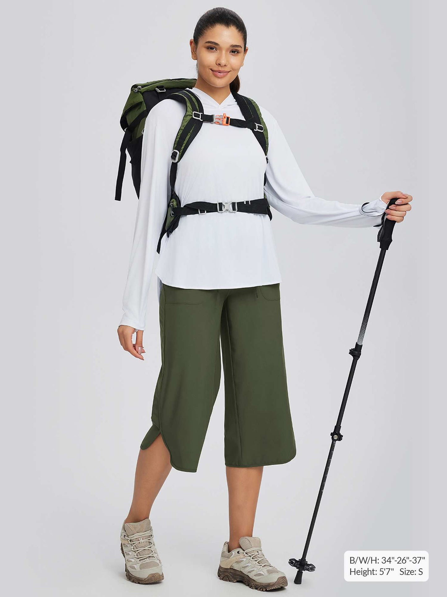 Women's High Waisted Wide Leg Capris with Pockets | UPF 50+ Quick Dry Yoga Pants