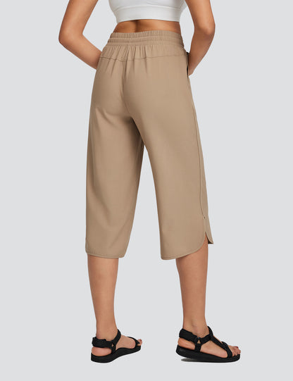 Women's High Waisted Wide Leg Capris with Pockets | UPF 50+ Quick Dry Yoga Pants