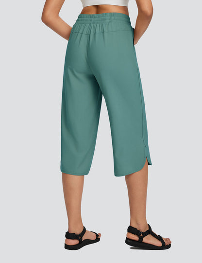 Women's High Waisted Wide Leg Capris with Pockets | UPF 50+ Quick Dry Yoga Pants