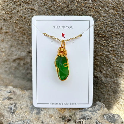 💎Joyería de vidrio marino genuino: collar costero hecho a mano con alambre envuelto🤲