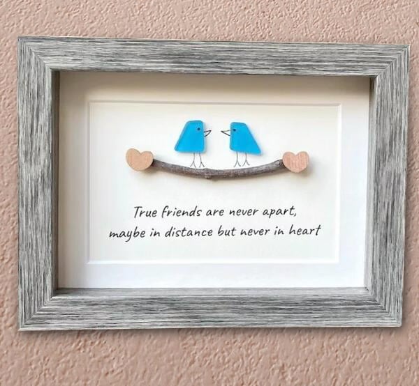 Sea Glass Art, Seaglass Birds, Friend Birthday Gift,Handmade