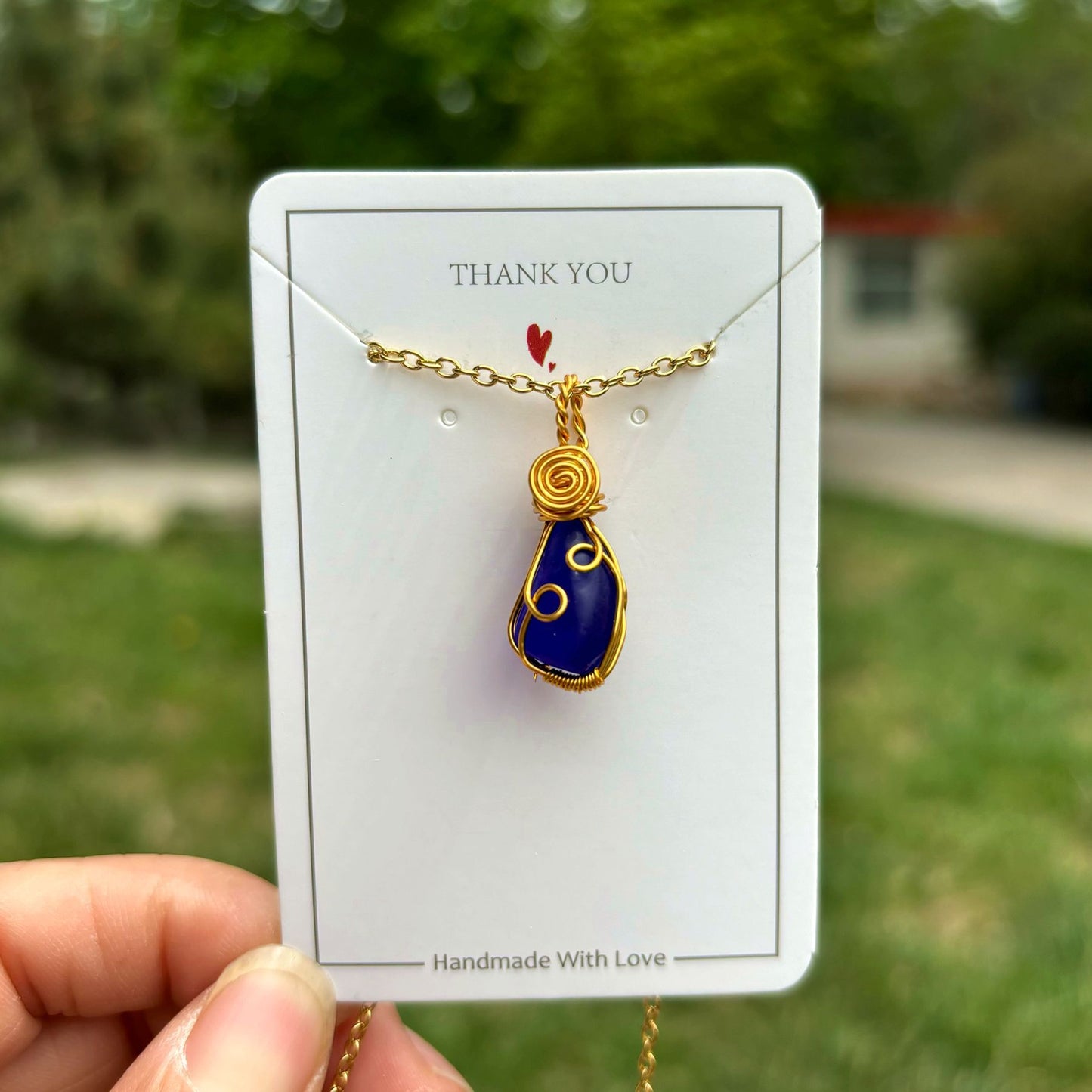 💎Joyería de vidrio marino genuino: collar costero hecho a mano con alambre envuelto🤲