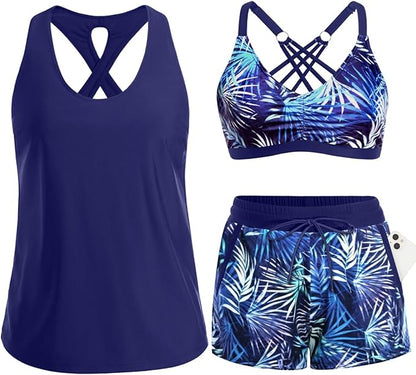 2026 3-Piece Tankini Shorts Set | Quick-Dry & Flattering | Vacation & Sports