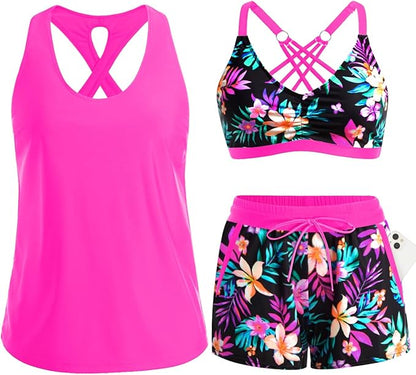 2026 3-Piece Tankini Shorts Set | Quick-Dry & Flattering | Vacation & Sports