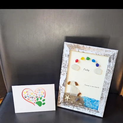 ❤️Personalized Sea Glass Dog at The Rainbow Bridge,Memorial or thoughtful gift for lost pets