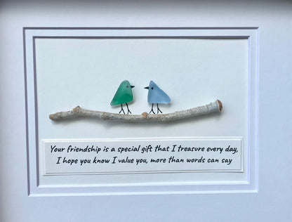 Sea Glass Art, Seaglass Birds, Friend Birthday Gift,Handmade