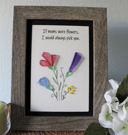 Handmade Sea Glass Flower Art