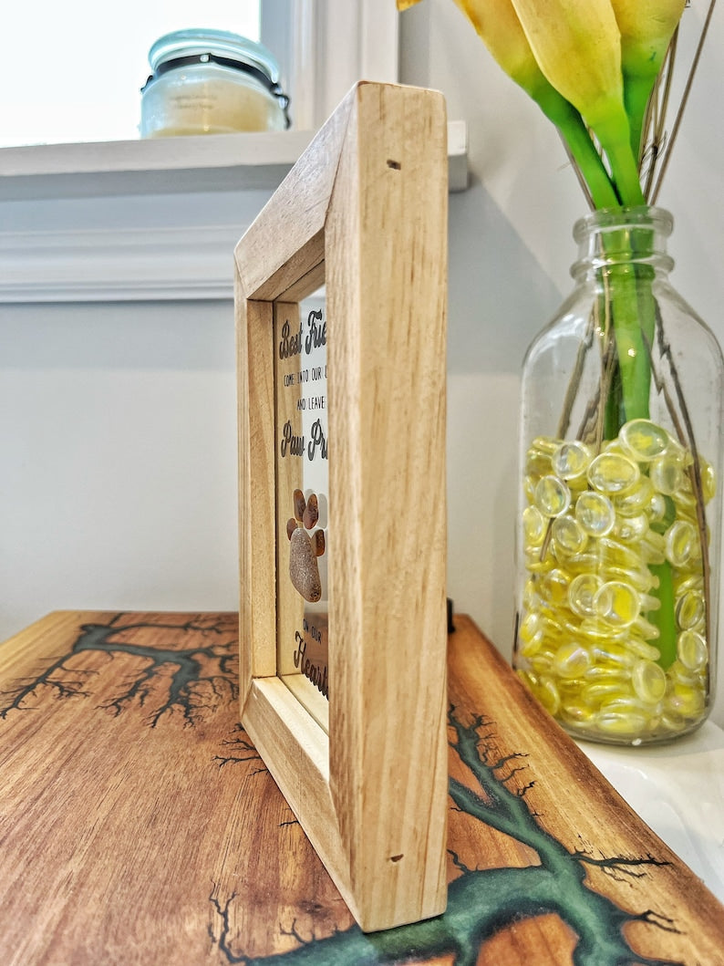 Pet Paw Print Sea Glass Art