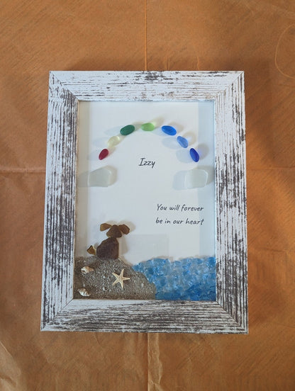 ❤️Personalized Sea Glass Dog at The Rainbow Bridge,Memorial or thoughtful gift for lost pets