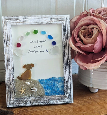 ❤️Personalized Sea Glass Dog at The Rainbow Bridge,Memorial or thoughtful gift for lost pets