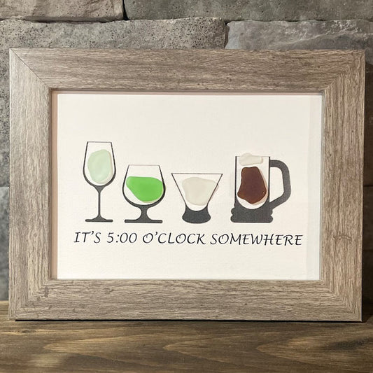Sea Glass Bar Art It's 5:00 O'Clock Somewhere