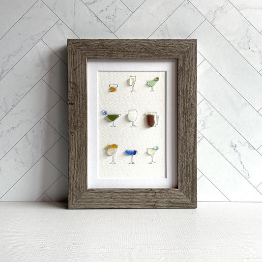 Cocktail Theme Sea Glass Art