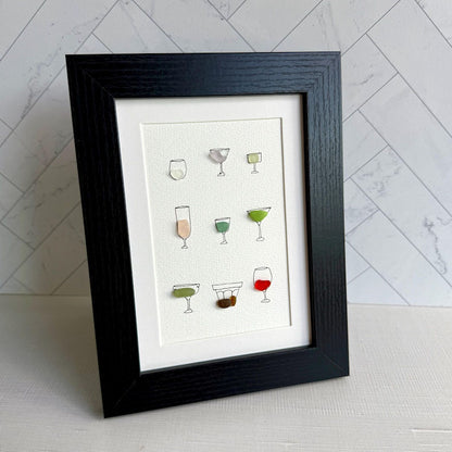 Arte de vidrio marino con temática de cóctel 