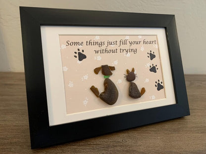 Dog and Cat Sea Glass Art