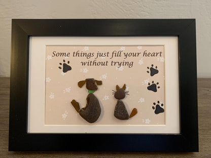 Dog and Cat Sea Glass Art