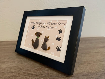 Dog and Cat Sea Glass Art