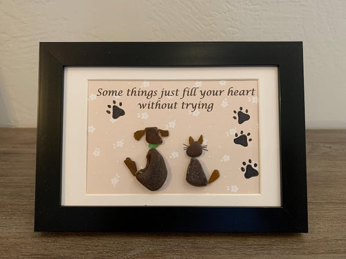 Dog and Cat Sea Glass Art