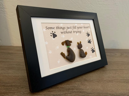 Dog and Cat Sea Glass Art