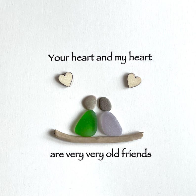 Arte de la amistad en vidrio marino "Tu corazón y mi corazón son viejos amigos" 