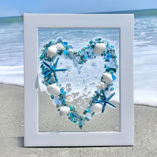 🥰Best Mother's Day Gift of 2025-Handcrafted Sea Glass Heart Artwork